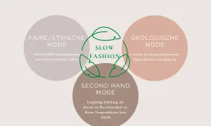 Schema zu Slow Fashion Marken: Faire, ökologische und Second Hand Mode.