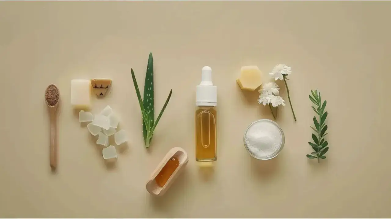 Nat&uuml;rliche Zutaten wie Aloe Vera, Kr&auml;uter und ein &Ouml;lserum, das die Bakuchiol Wirkung f&uuml;r jugendliche Haut verspricht.